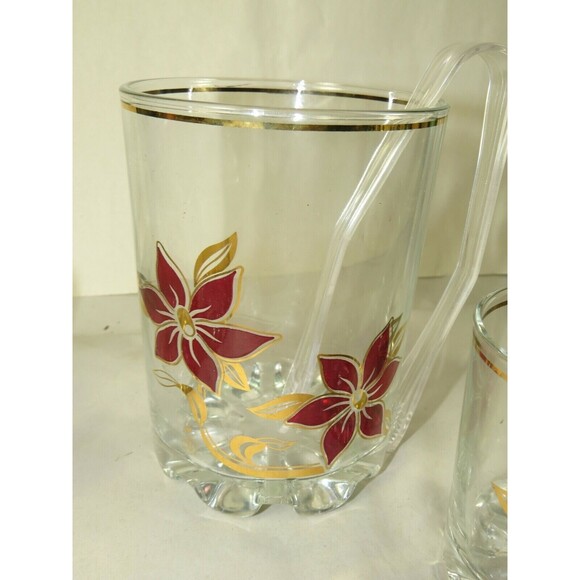 5pc Italian Glass Ice Bucket Low Ball Glasses Drink Bar Set Mid Century Modern - Picture 4 of 8